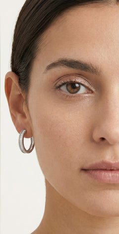Sterling silver hoop earrings with zirconia