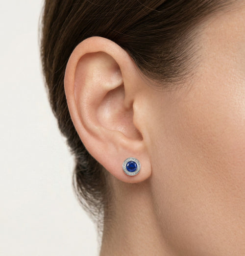 Stříbrné náušnice s modrým kamenem