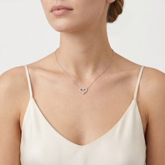 Collier cœur en argent sterling avec zirconia