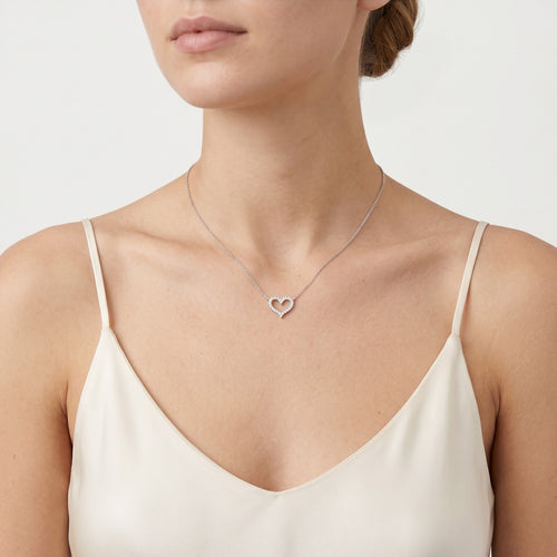 Sterling silver heart necklace with zirconia
