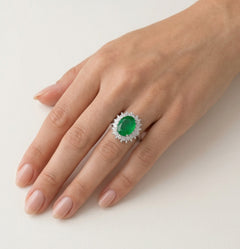 Royal Sterling Silberring mit ovalem Smaragd