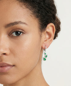 Halo drop earrings with pear emerald