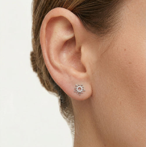 Silver sun stud earrings