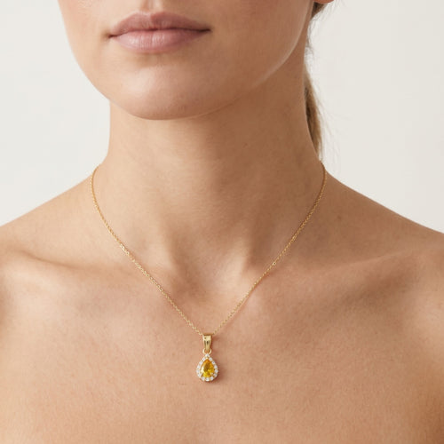 Královský zlatý přívěsek s kubickými zirkony a citrínem