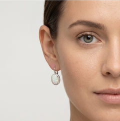 White opal drop earrings with royal sparkle