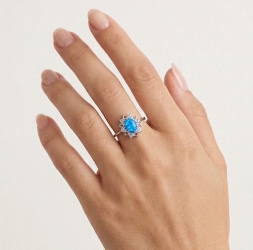 Star blue opal ring