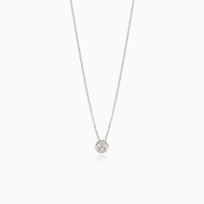 Necklace with diamond in round pendant