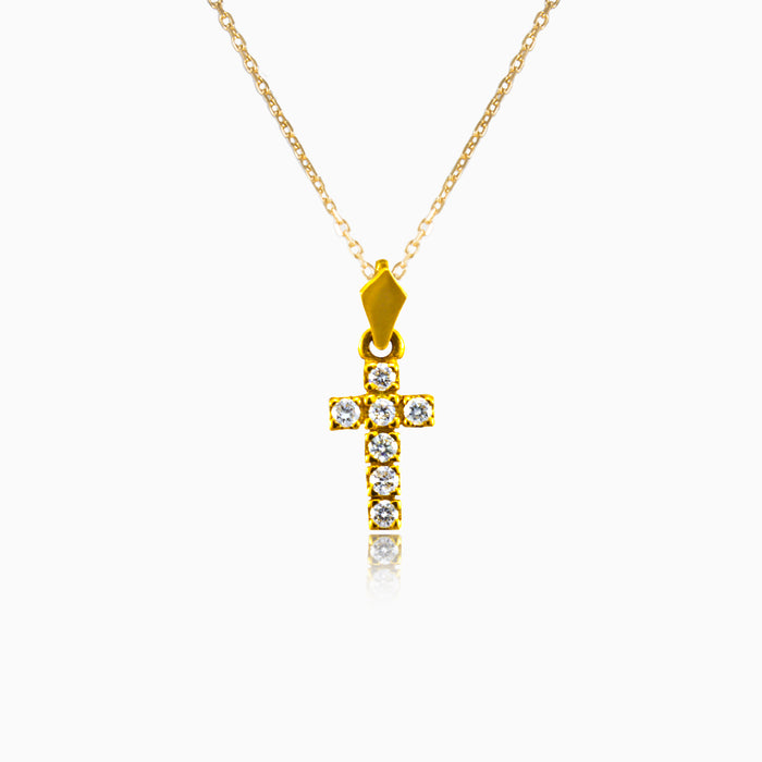 Small gold cross with diamonds