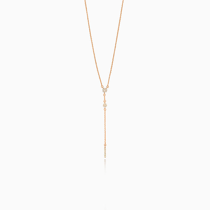 Y-shaped necklace with diamonds