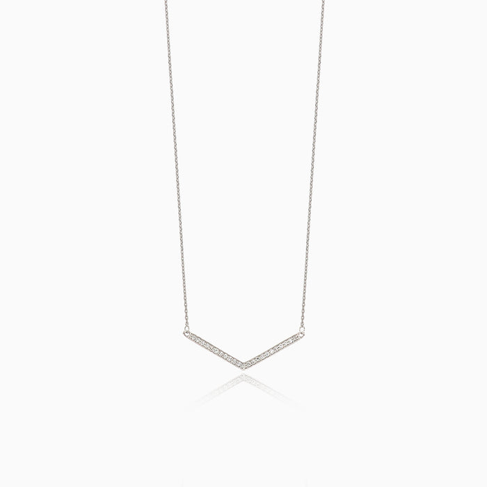 V-shaped gold necklace with diamonds