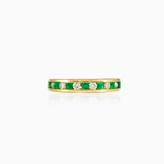 Prsten s kombinací smaragdu a diamantů