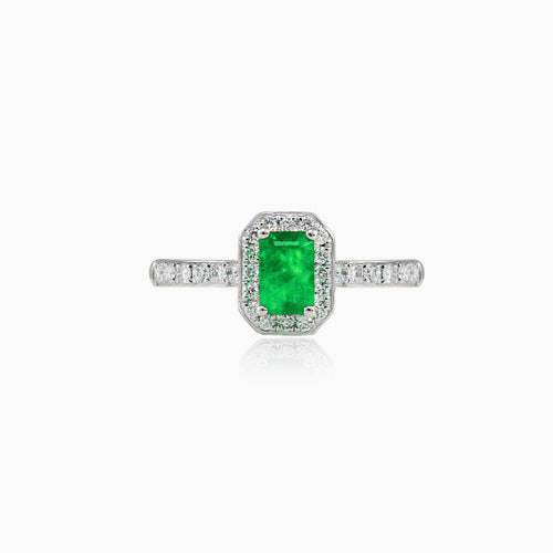 Emerald gold ring with diamonds