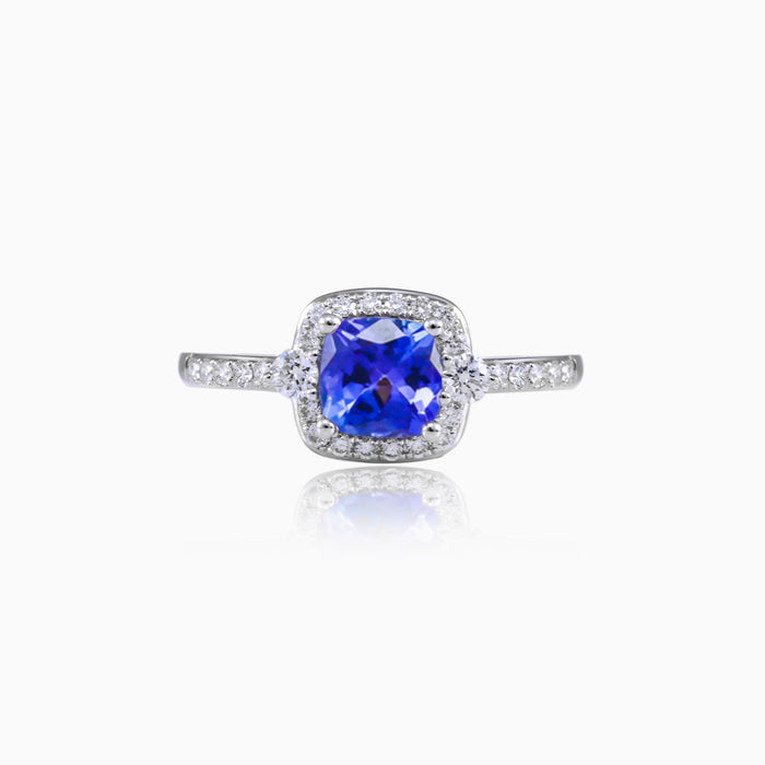 Prsten s tanzanitem a diamanty
