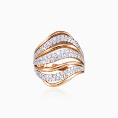 Kroucený prsten s diamanty z růžového zlata