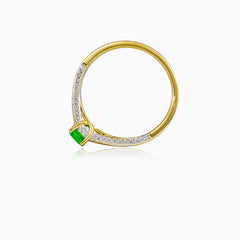 Emerald and diamond gold ring