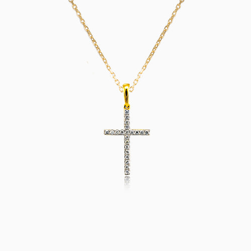 Gold cross with diamonds