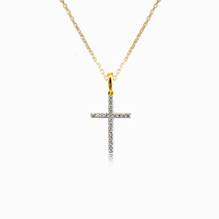 Zlatý kříž s diamanty