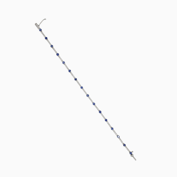 Gentle tennis diamond and sapphire bracelet
