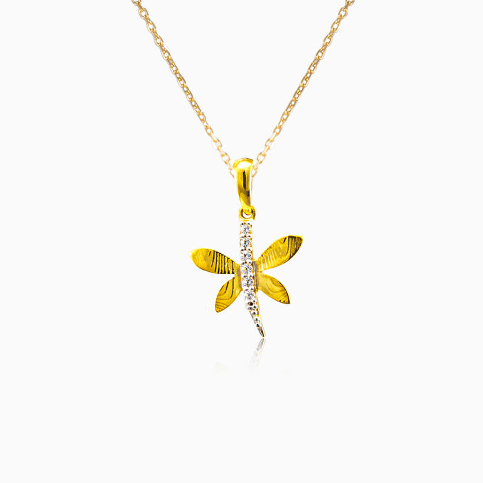Gold Dragonfly with Cubic Zirconia