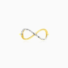 Yellow and white gold infinity ring