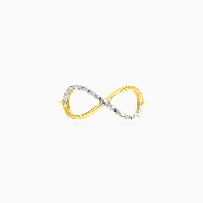 Anillo de infinito de oro amarillo y blanco