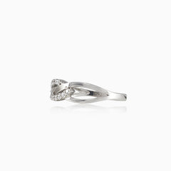 White gold ring with cubic zirconia