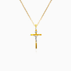 Masivní kombinovaný zlatý kříž s Ježíšem Kristem