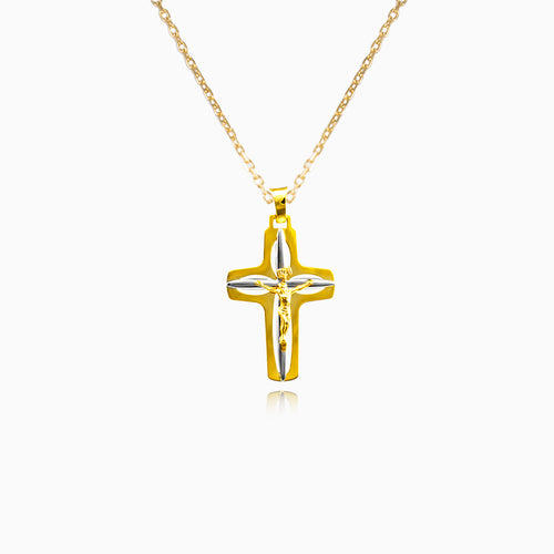 Combined gold cross with Jesus