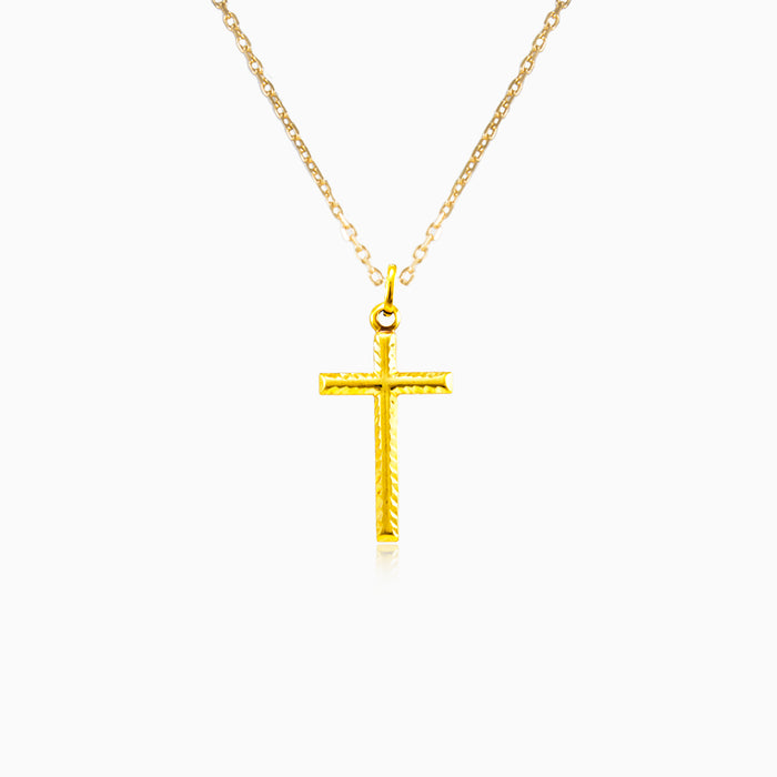 Gold cross with patern