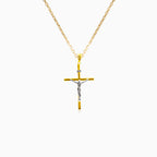 Simple and thin gold cross with Jesus Christ