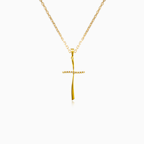 Elegant twisted cross with cubic zirconia