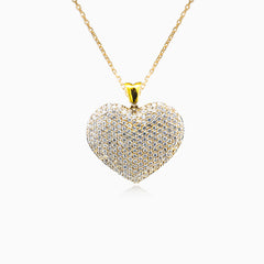 Gold heart with cubic zirconia