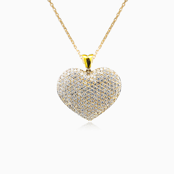 Gold heart with cubic zirconia