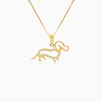 Gold dog pendant with zircons