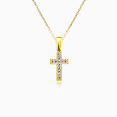 Small gold cross with cubic zirconia