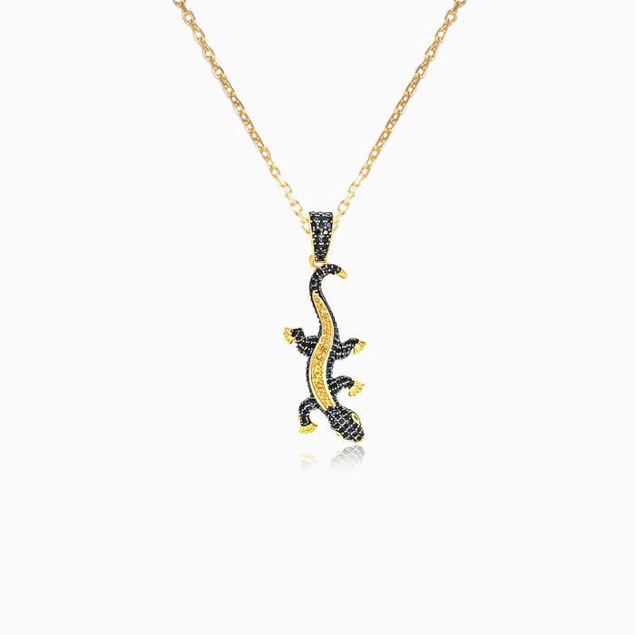 Goldenes Eidechsen-Pendant mit Onyxen und Citrinen