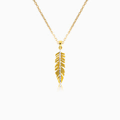 Gold feather pendant