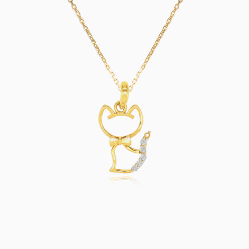 Gold pendant with cat