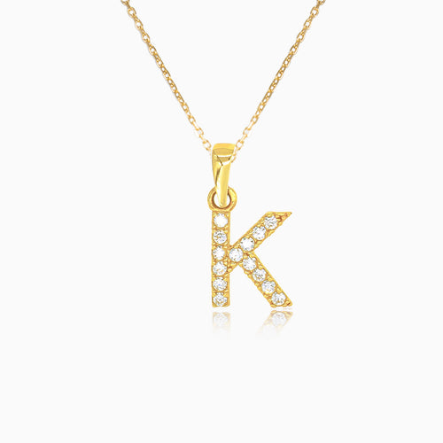 Zlatý přívěsek písmena "K" se zirkony