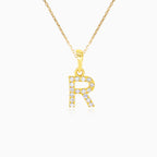 Zlatý přívěsek písmena "R" se zirkony