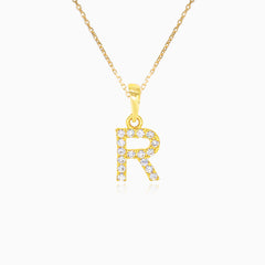 Gold-Anhänger mit dem Buchstaben "R" und Zirkonias