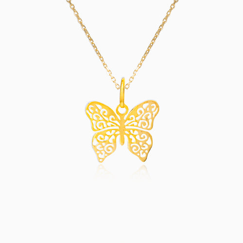 Gold butterfly pendant