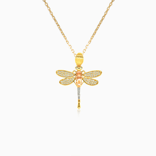 Gold dragonfly pendant