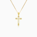 Gold cross with mother of pearl and zircons