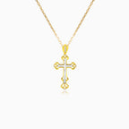 Gold cross with mother of pearl and zircons