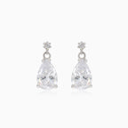 White gold earring teardrops with zircons