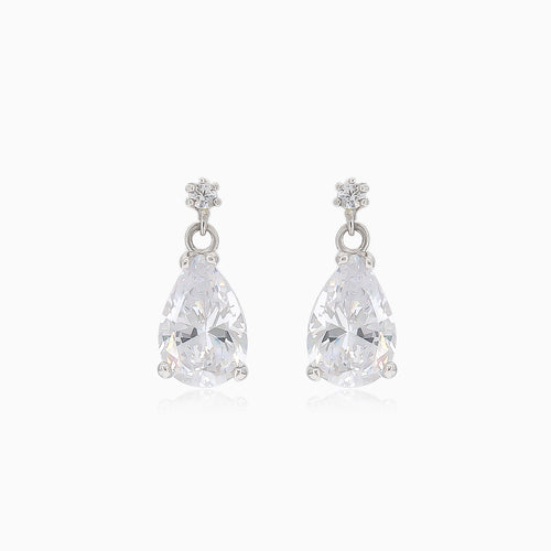 White gold earring teardrops with zircons