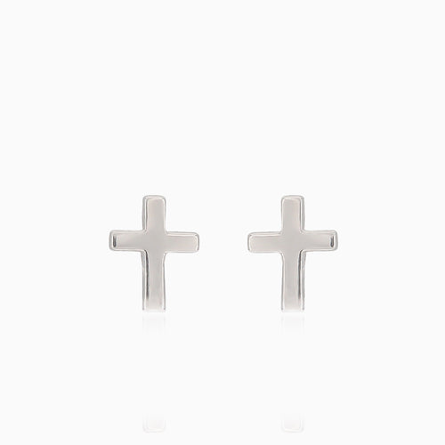 White gold cross earrings