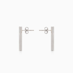 White gold tube earrings