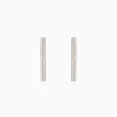 White gold tube earrings